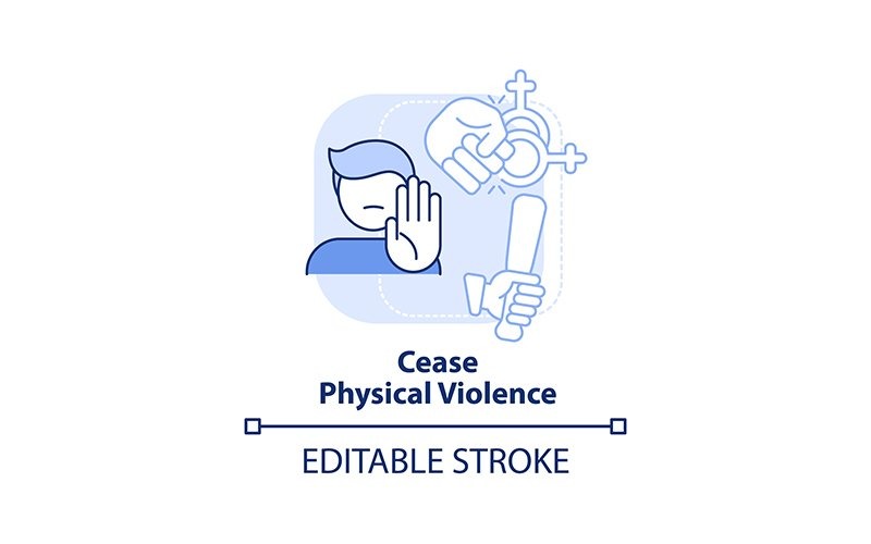 Cease Physical Violence Light Blue Concept Icon Icon Set