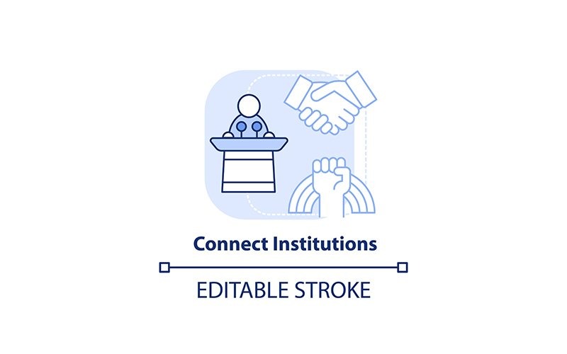Connect Institutions Light Blue Concept Icon Icon Set
