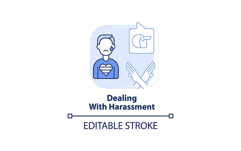 Dealing With Harassment Light Blue Concept Icon Icon Set