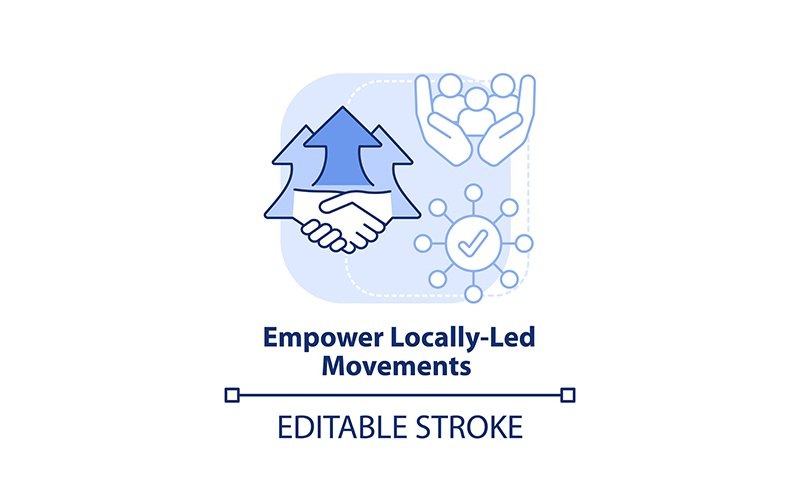 Empower Locally Led Movements Light Blue Concept Icon Icon Set