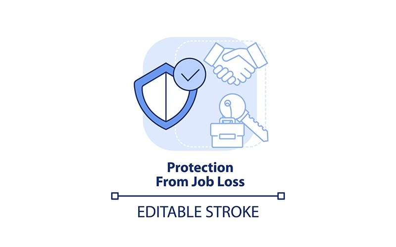 Protection From Job Loss Light Blue Concept Icon Icon Set