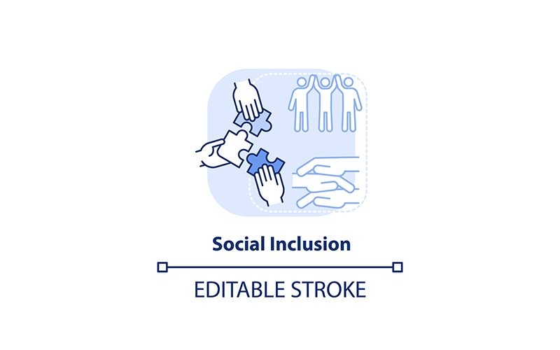 Social Inclusion Light Blue Concept Icon Icon Set