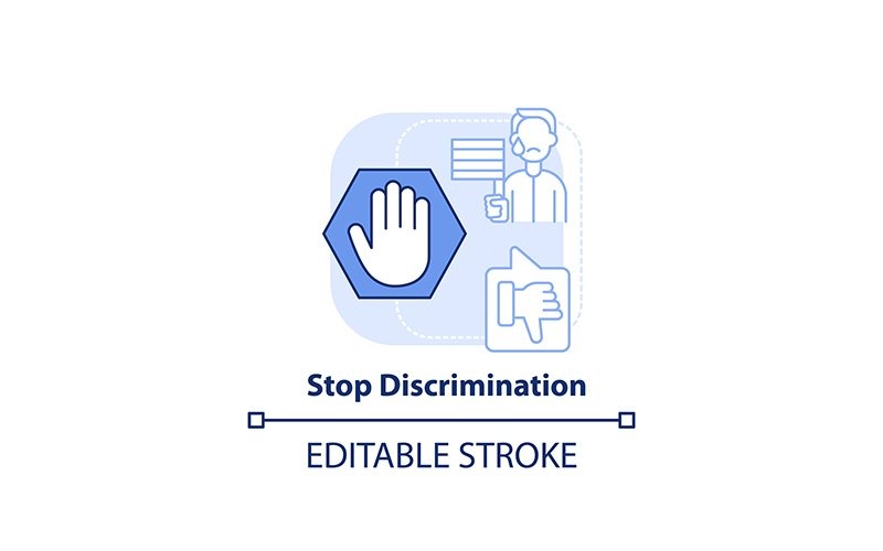 Stop Discrimination Light Blue Concept Icon Icon Set