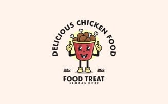 Chicken Food Mascot Cartoon Logo