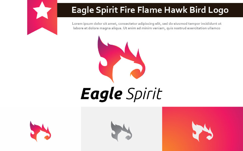Eagle Spirit Fire Flame Hawk Bird Animal Nature Logo Logo Template