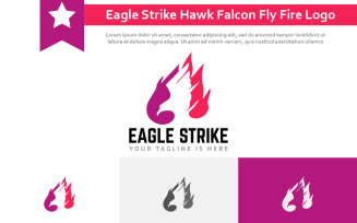 Eagle Strike Hawk Falcon Fly Attack Fire Negative Space Logo