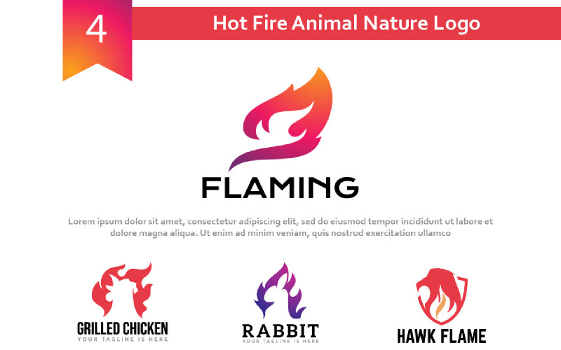 4 Hot Fire Animal Nature Logo Logo Template