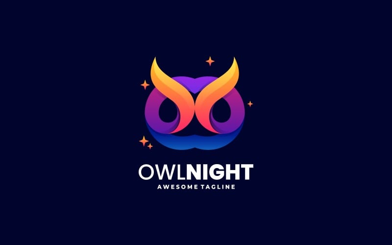 Owl Night Gradient Colorful Logo Design Logo Template
