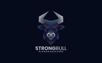 Strong Bull Head Gradient Logo Design