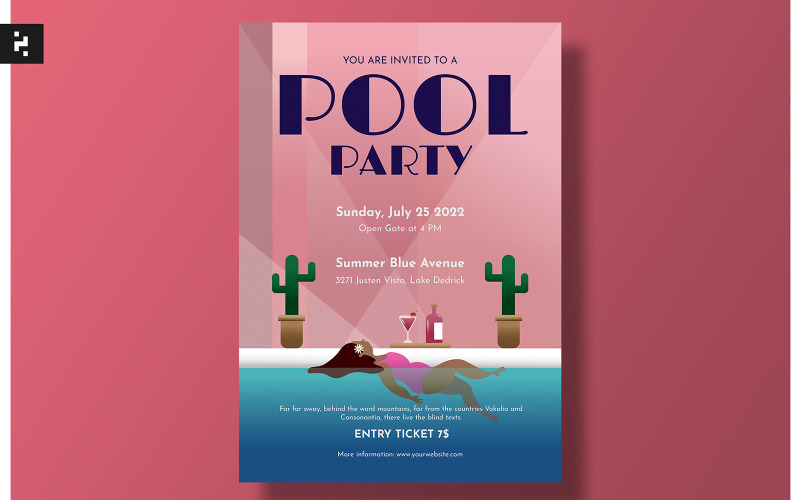 Summer Pool Party Flyer - Art Deco Theme Corporate Identity