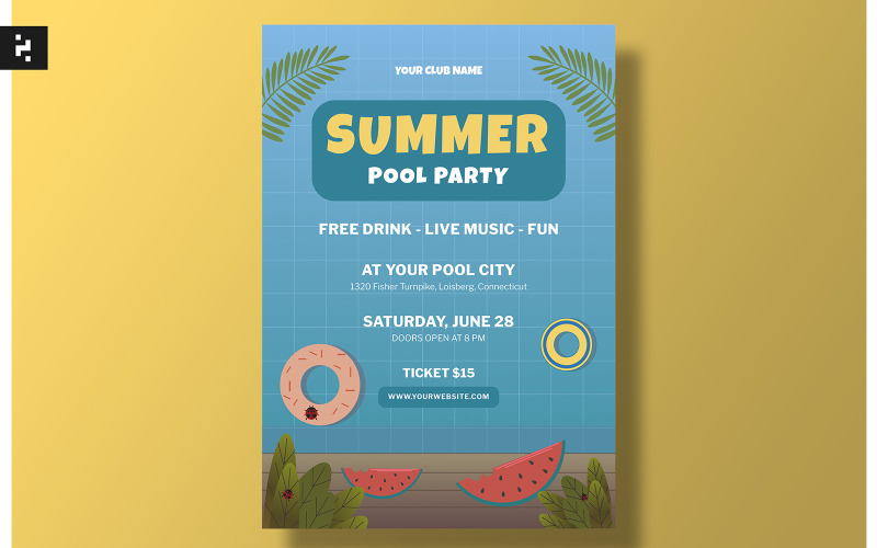 Summer Pool Party Flyer Kit Template Corporate Identity