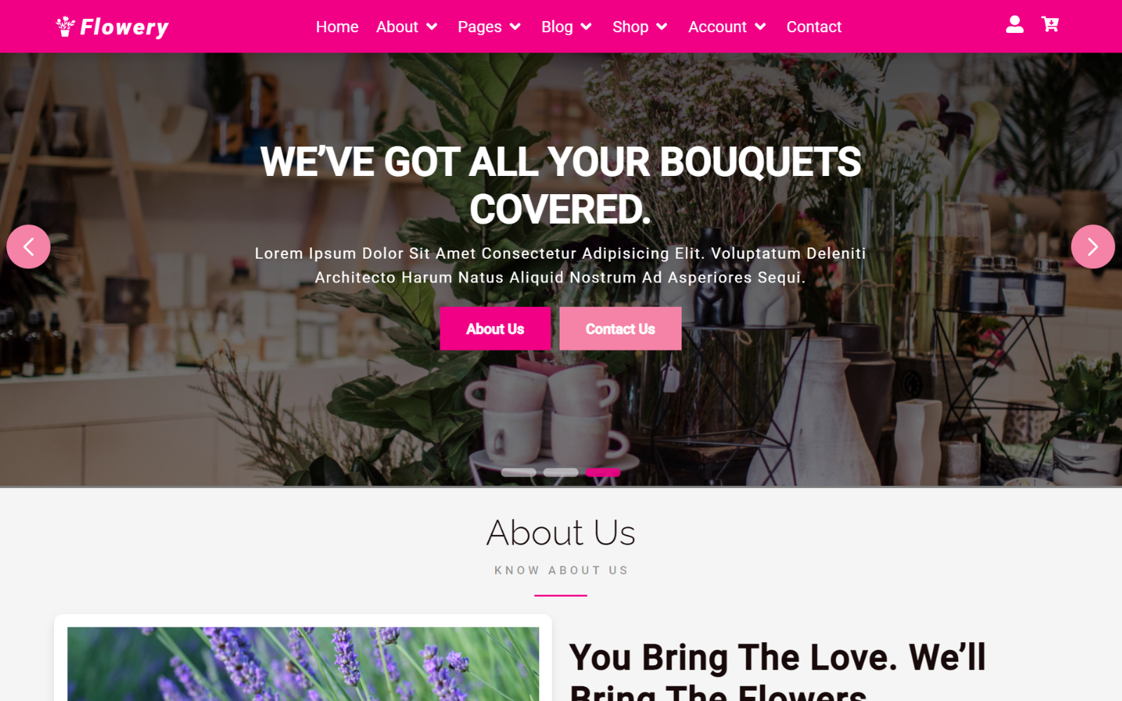 Flowery - Flower Store HTML React Website Template