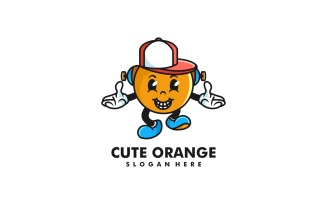 Cute Orange Mascot Cartoon Logo