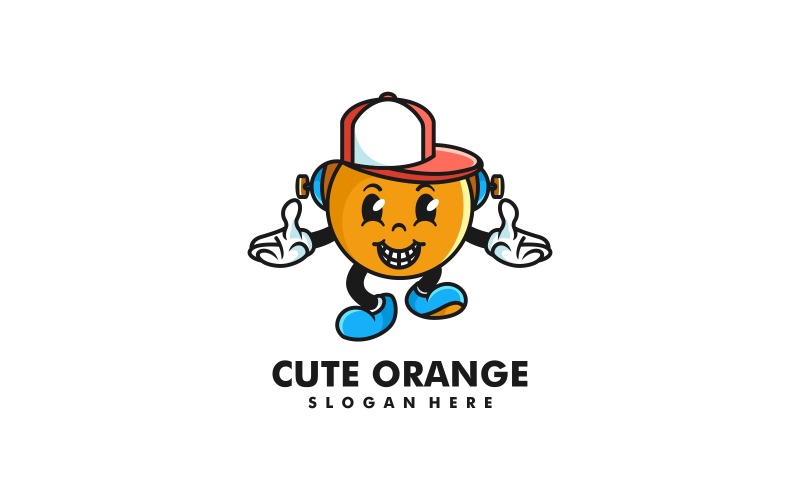 Cute Orange Mascot Cartoon Logo Logo Template