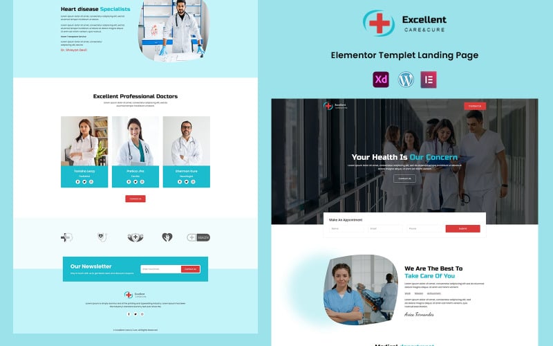 Excellent Care & Cure - Health and Fitness Services Elementor Template Elementor Kit
