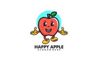 Happy Apple Cartoon Logo Style