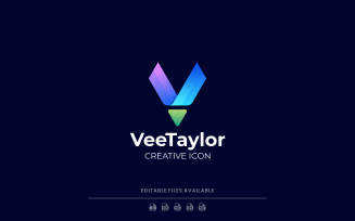 Letter V Gradient Color Logo Style