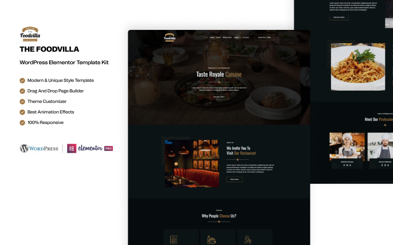 Foodvilla – Restaurant Services WordPress Elementor Template Kit Elementor Kit