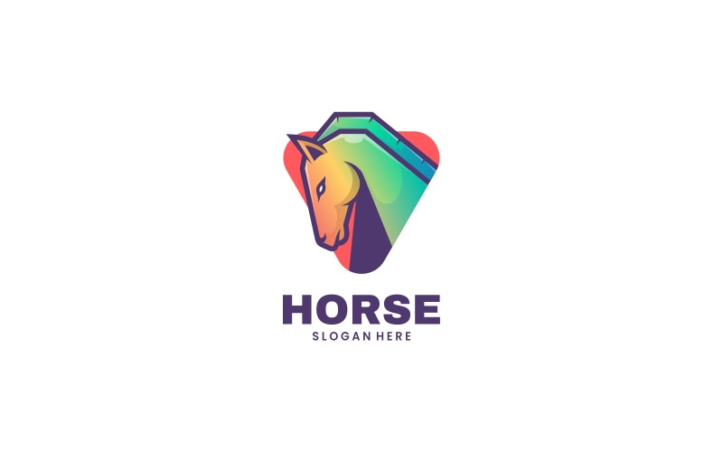 Horse Mascot Gradient Logo Style Logo Template