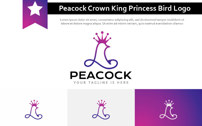 Peacock Crown King Prince Princess Bird Kingdom Elegant Jewelry Logo Logo Template