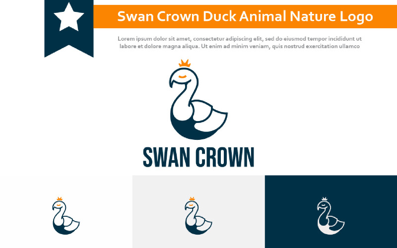 Swan Crown Duck Elegant Animal Nature Logo Logo Template