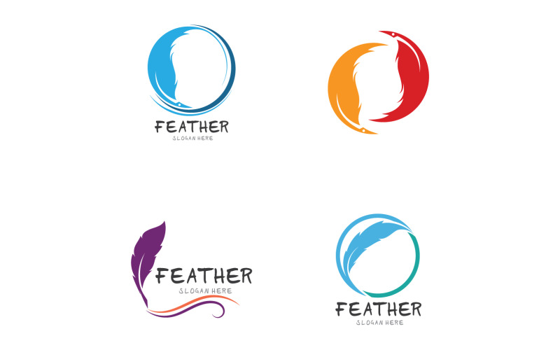 Feather Pen Write Sign Logo Vector V27 Logo Template