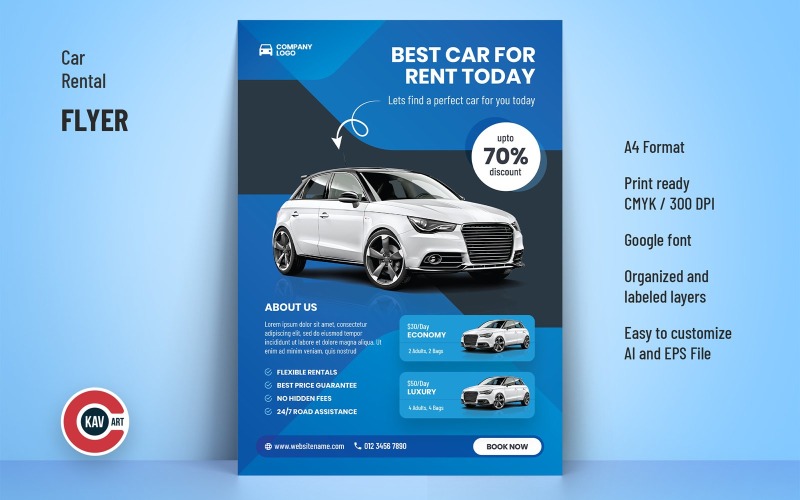 Car Rental Business Flyer Template Corporate Identity