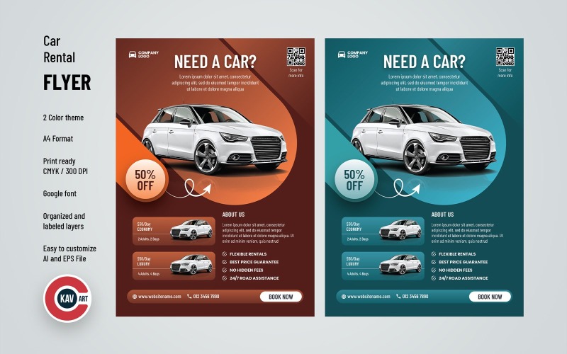 Car rental services and offer flyer template Corporate Identity