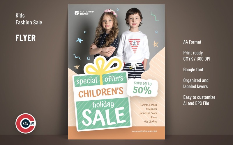 Children Holiday Sale Flyer Template Corporate Identity