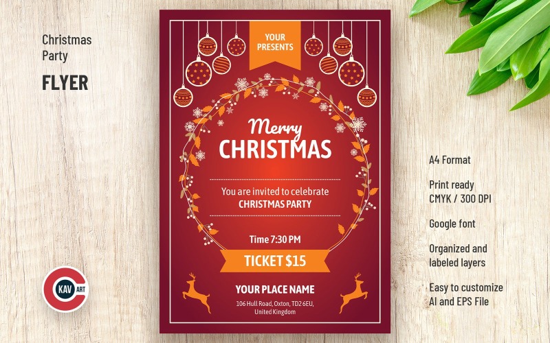 Christmas Party Invitation Flyer Template Corporate Identity