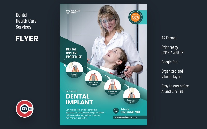 Dental Health Care A4 Flyer Design Template Corporate Identity