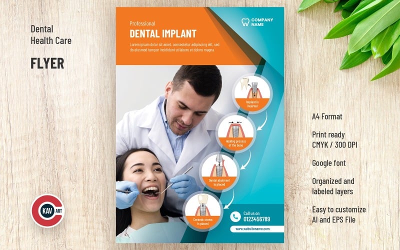 Dental Health Care A4 Flyer Template Corporate Identity