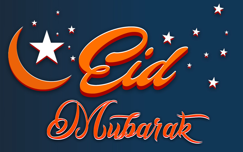 Eid Mubarak | 3D Eid Mubarak Psd Text Effect Illustration