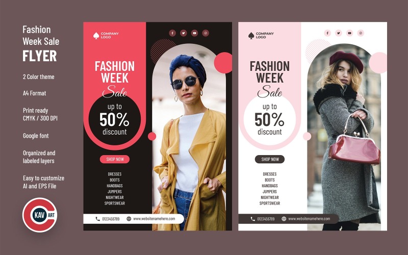 Fashion Week Sale A4 Flyer Design Template Corporate Identity