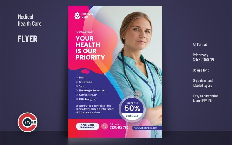 Flyer or Poster Template for Medial Health Care - 00201 Corporate Identity