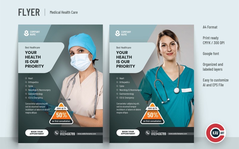 Flyer or Poster Template for Medial Health Care - 00205 Corporate Identity