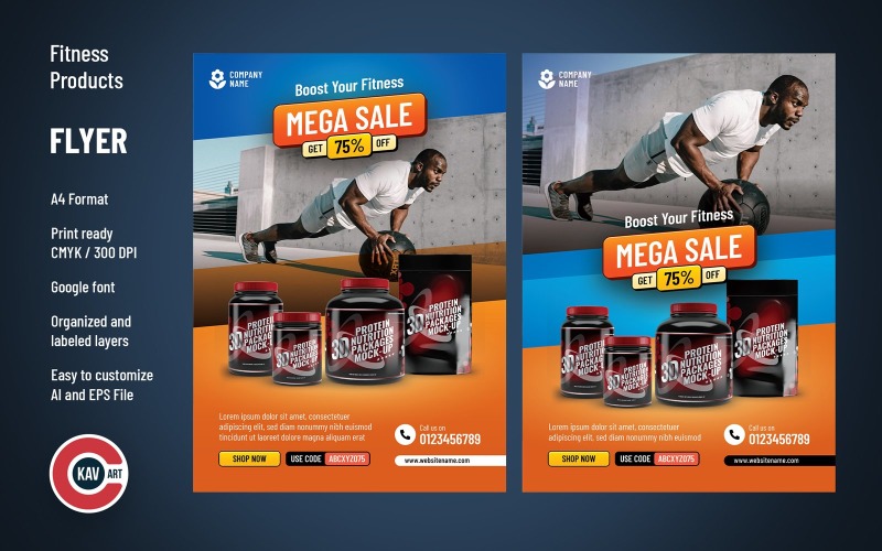 Gym & Fitness Product Flyer Template Corporate Identity
