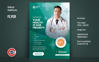 Medical Health Care A4 Flyer Design Template