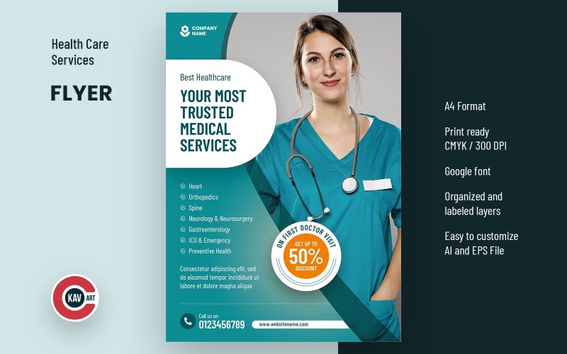 Medical Health Care A4 Flyer Template Corporate Identity