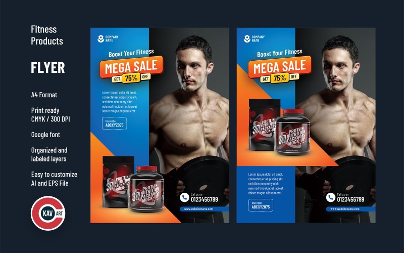 Nutrition Fitness Product Flyer Template Corporate Identity