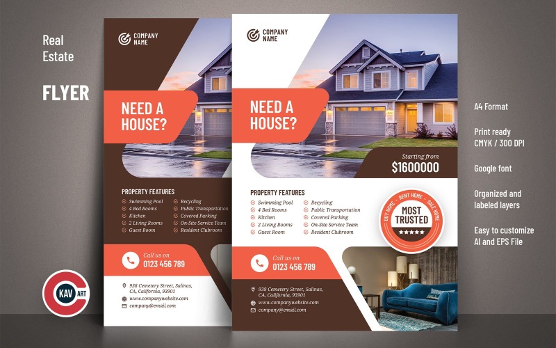Real Estate Business A4 Flyer Design Template Corporate Identity