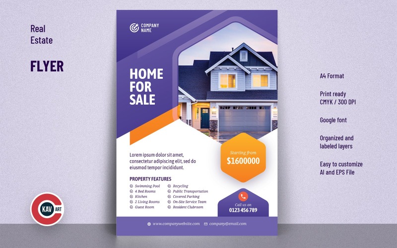 Real Estate Company A4 Flyer Template Corporate Identity