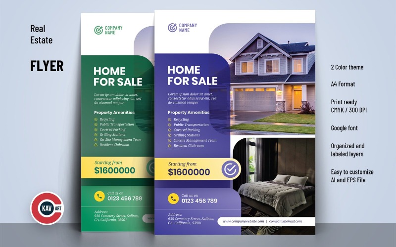 Real Estate Services A4 Flyer Design Template Corporate Identity