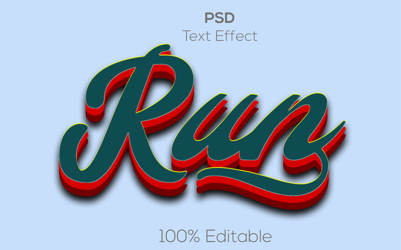 Run Psd | 3D Run Psd Text Effect Illustration