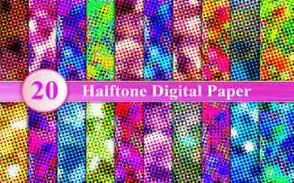 Halftone Digital Paper Set, Halftone Background