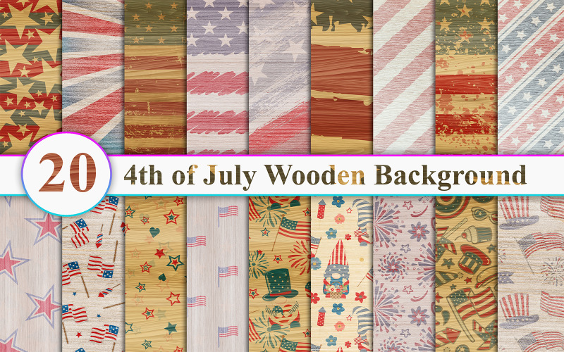 4th of July Wooden Background