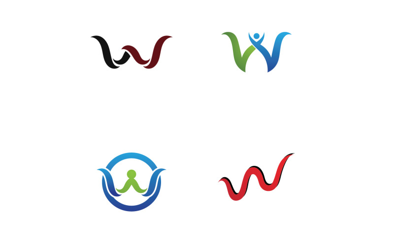 W Letter Initial Logo Vector Design V19 Logo Template