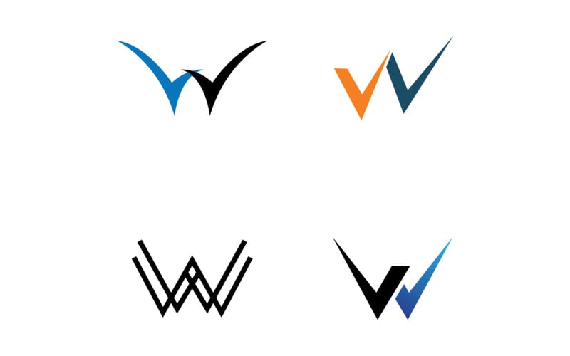 W Letter Initial Logo Vector Design V38 Logo Template