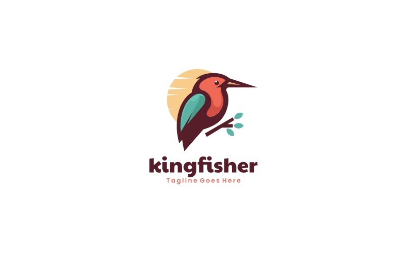 Kingfisher Simple Mascot Logo Design Logo Template