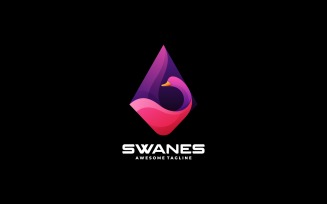 Vector Swan Gradient Color Logo Style